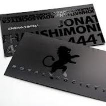 Визитки на чёрной бумаге Тач Кавер (Touch Cover). Печать с частичным лаком.